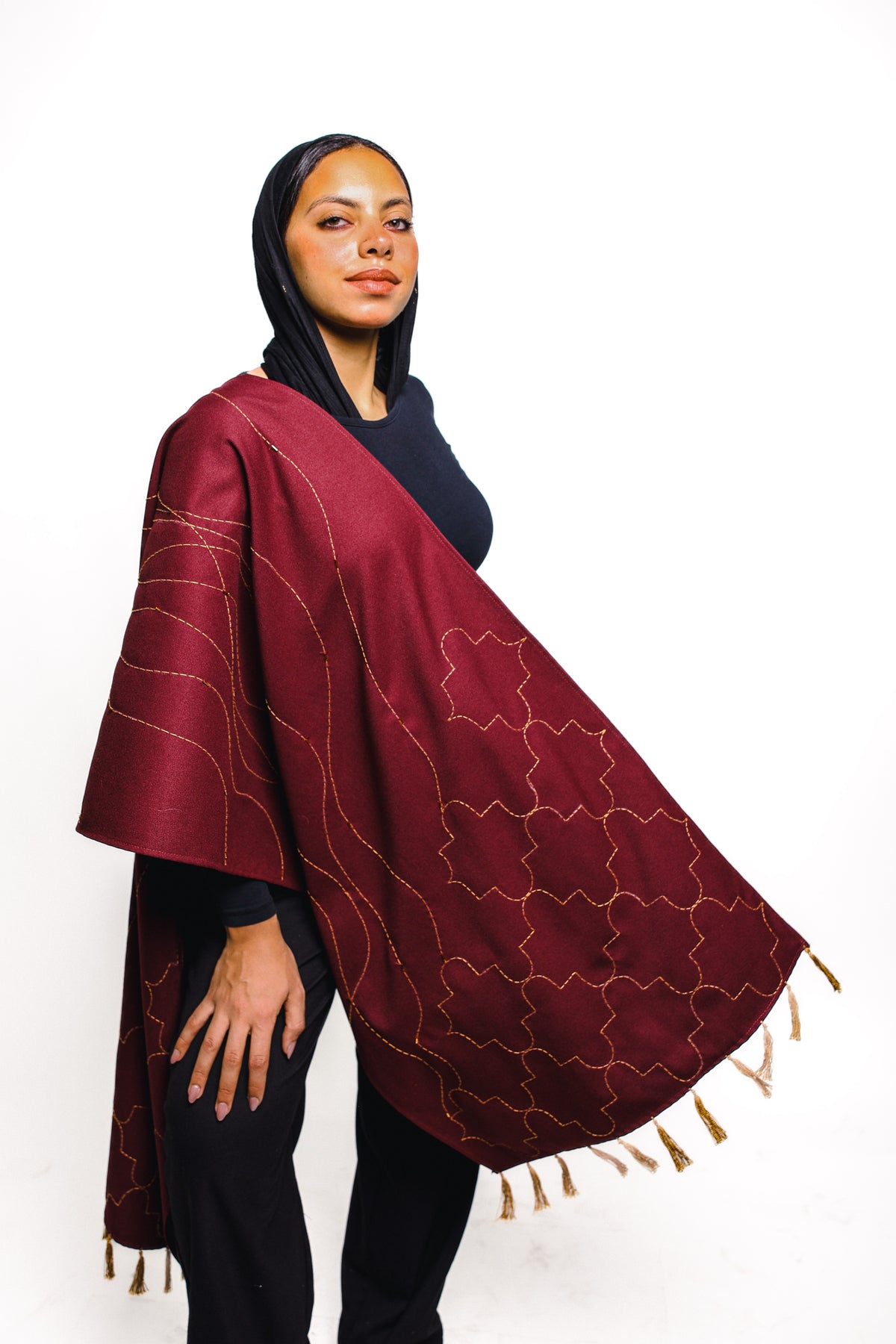 RIWAQ | Burgundy Qaws Scarf