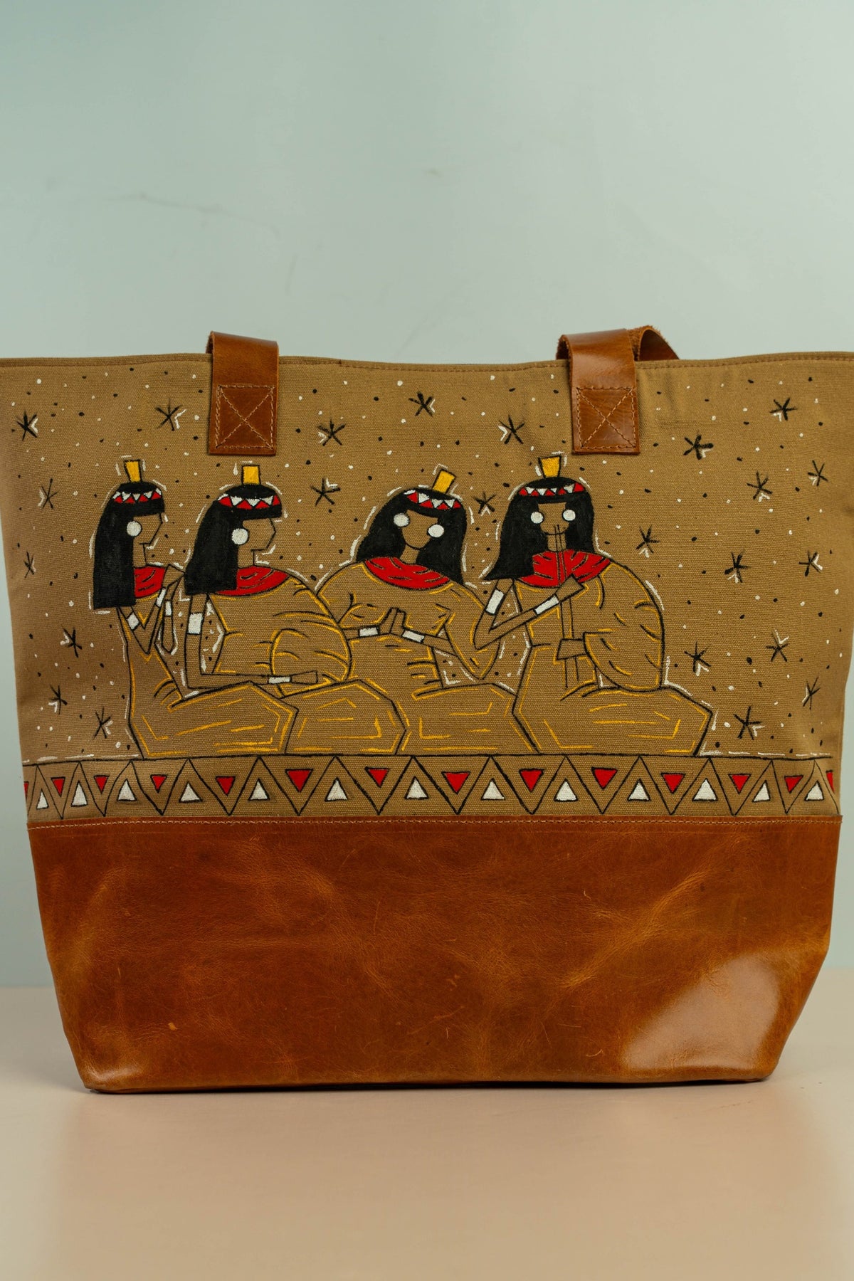 Handpainted Handbag "Egyptian Lute Players"