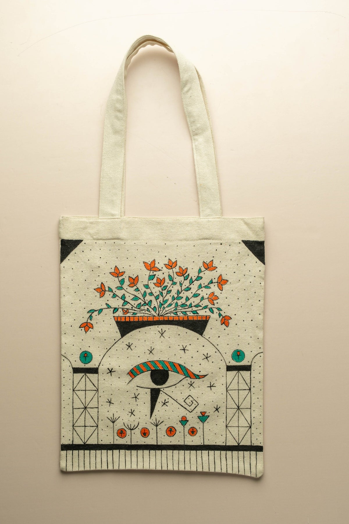 Handpainted Tote "Eye of Horus II"