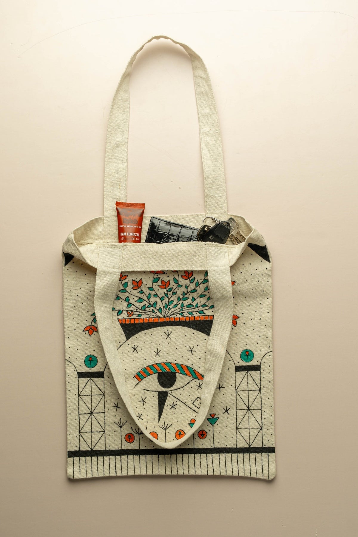 Handpainted Tote "Eye of Horus II"