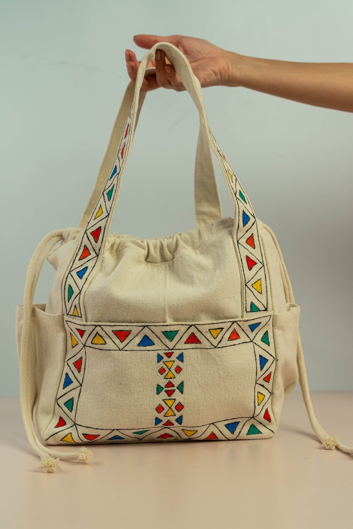 Handpainted Handbag "Nubian Geometry"