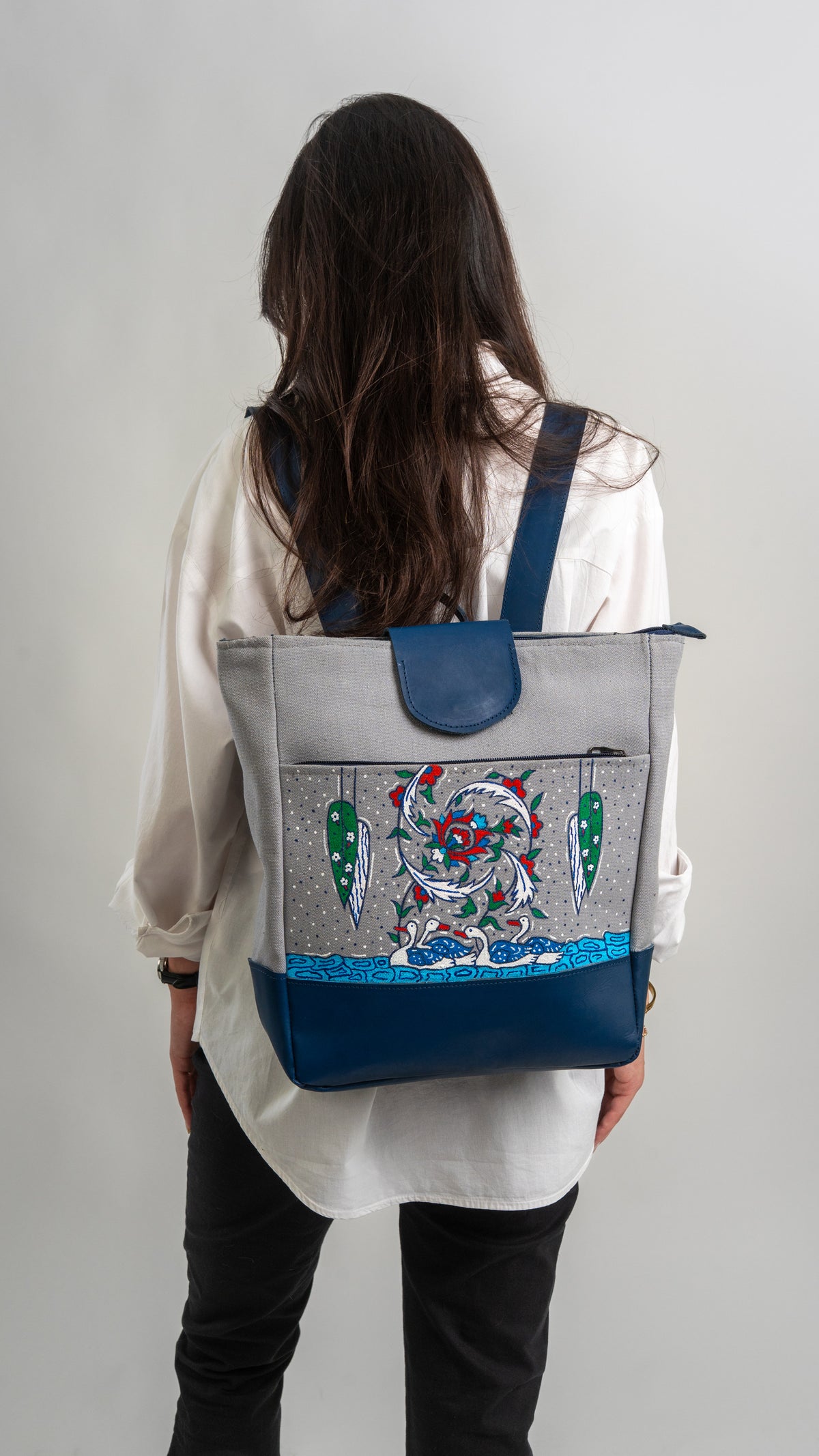 Hand-Painted Backpack "Poppys of samarkand"
