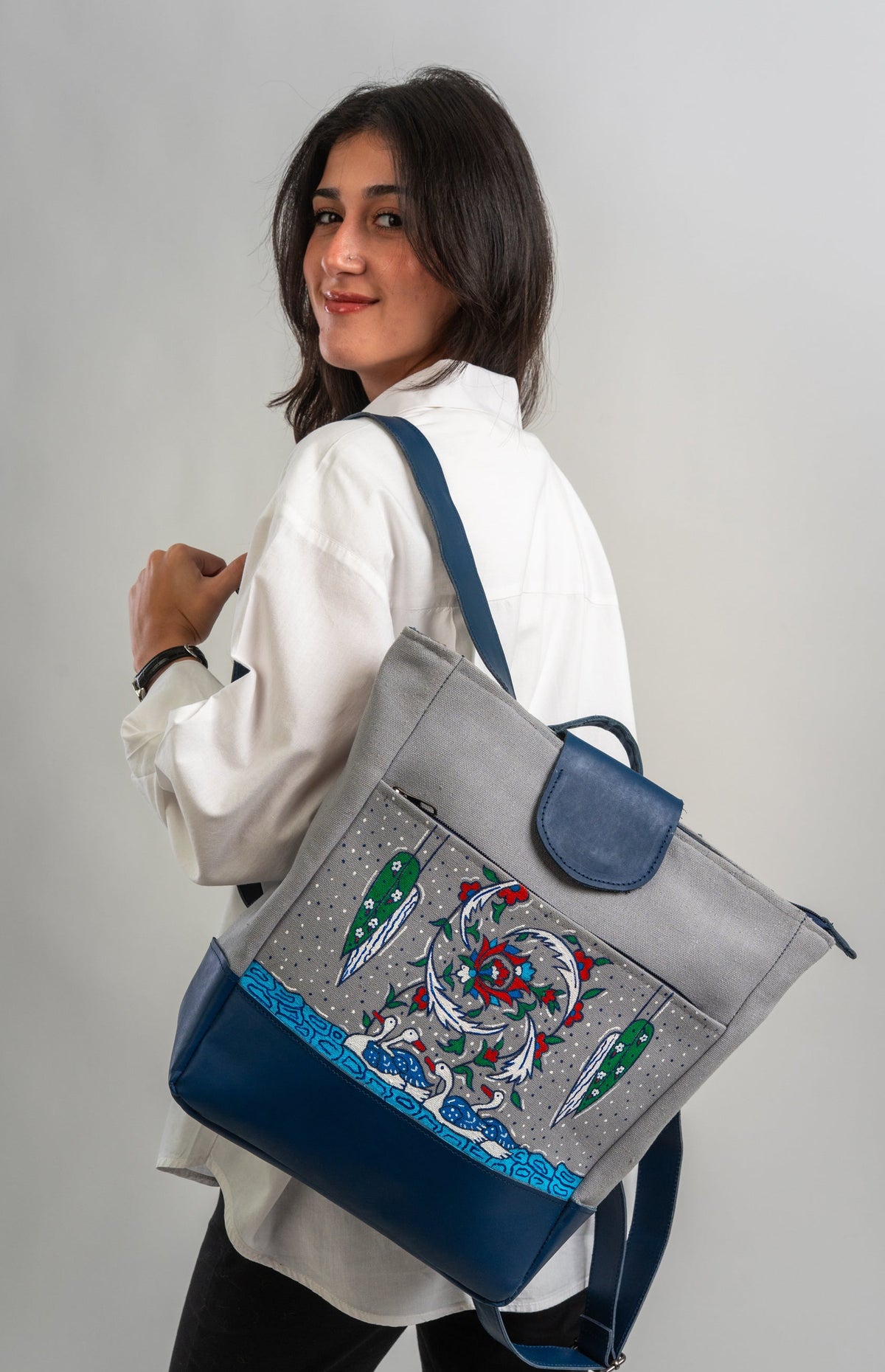 Hand-Painted Backpack "Poppys of samarkand"