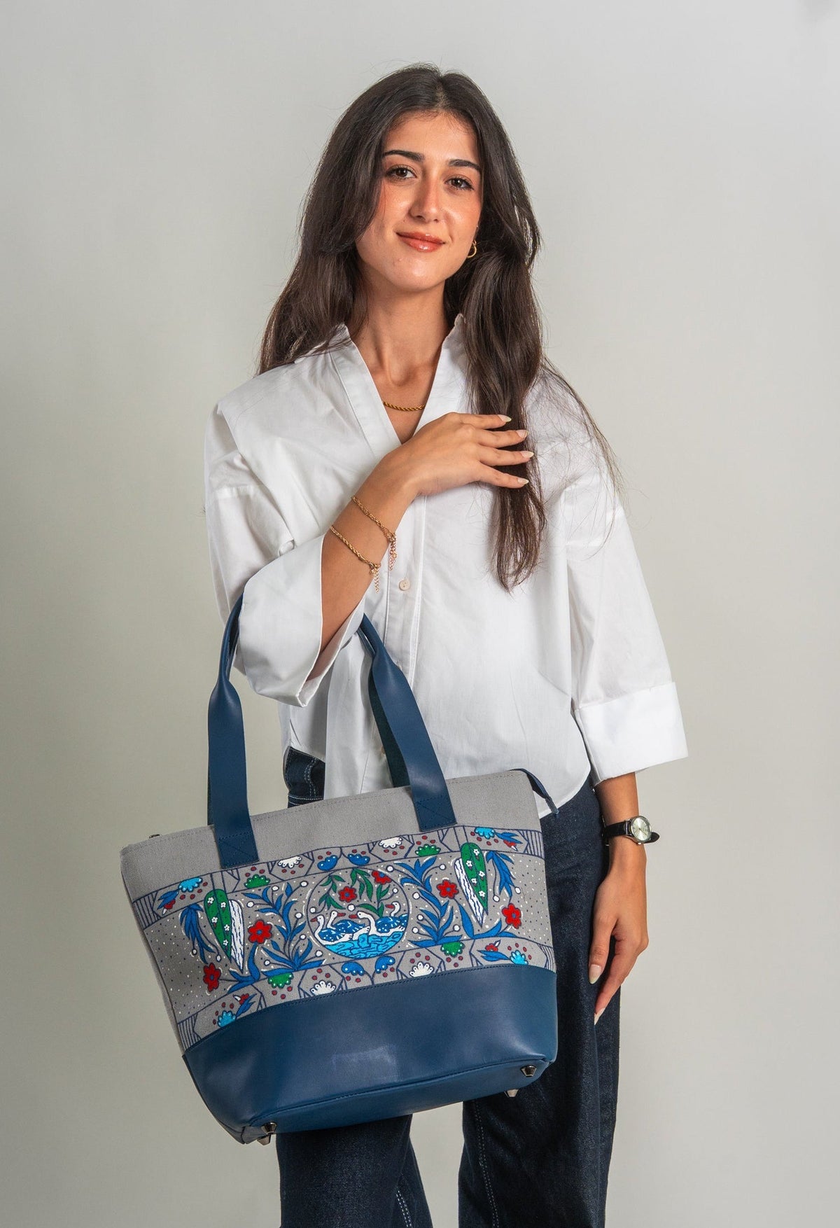 Hand-Painted Handbag "Poppys of samarkand"
