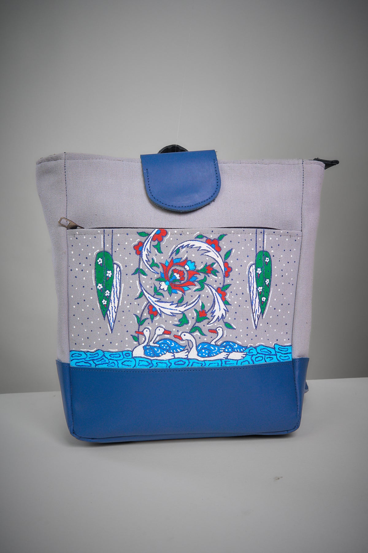 Hand-Painted Backpack "Poppys of samarkand"