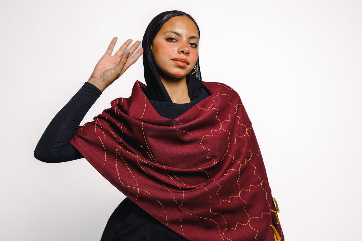 RIWAQ | Burgundy Qaws Scarf
